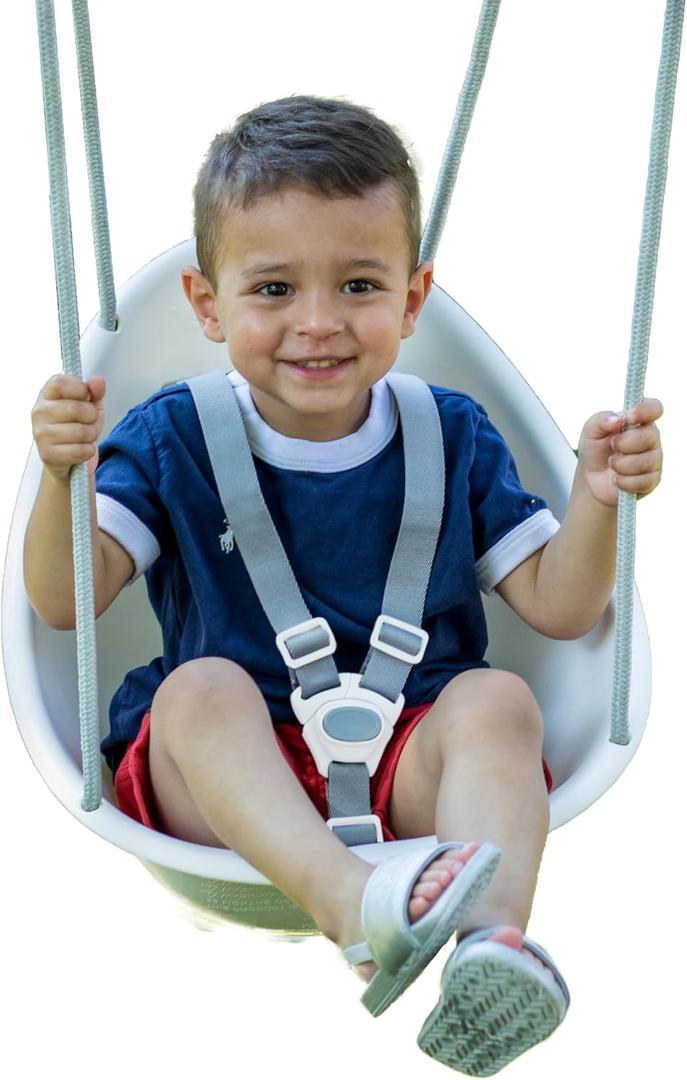Swurfer Coconut Toddler Swing Comfy Baby Swing Outdoor, 3- Point Adjustable Safety Harness, Secure, Safe Quick Click Locking System, Blister-Free Rope, Easy Installation, Ages 6-36 Months