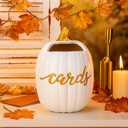 Leinuosen 6 x 8 Inches Thanksgiving Pumpkin Wedding Decoration White Pumpkin Elegant Wedding Card Box Gold Resin Gift Card Box Holder for Friendsgiving Party Reception Birthday Baby Shower Decoration