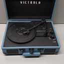 Victrola Journey Bluetooth Portable Suitcase Record Player – with Built-in Speakers, 3 Speed Vinyl Record Player, RCA Out, Headphone Jack (Blue)
