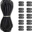 Plastic 10 Meters Blinds Beaded Chain Cord - Vertical Roman Roller Shade Blind Ball Chain Repair with 10 pcs Connector Clips Thickened Version (Black)
