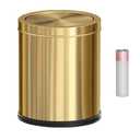 4 Gallon Gold Bathroom Trash Can with Lid, Metal Brushed Waste Basket, Modern Garbage Can for Bedroom Powder Room Hotel Living Room Office Home (Gold)