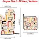 Mid Century Modern Retro Oven Mitts and Pot Holders Sets of 3 Vintage Decorative Heat Resistant Non Slip BBQ Gloves for Cooking Grilling Baking Kitchen Decor