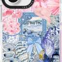 for iPhone 16 Case, Coastal Vintage Collage Pattern, Military-Grade Drop Protection, Vintage Seaside Soft Slim TPU Protective Cover with Camera Protection for Girls (PlumeriaSea)