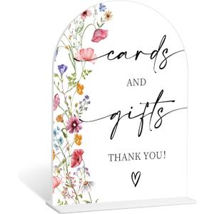 Cards and Gifts Table Sign, Boho Style Acrylic Table Signs and Base for Wedding Reception and Bridal Shower, Engagement Party Decorations, Bridal Shower Decor, Party Supplies and Decorations-11
