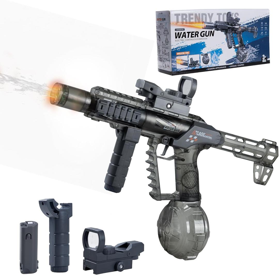 Electric Water Gun for Kids 8-12 Years Old, Transparent Automatic Water Gun, high Power IP67 Waterproof, Classic Summer Pool Toys for Kids (Black)
