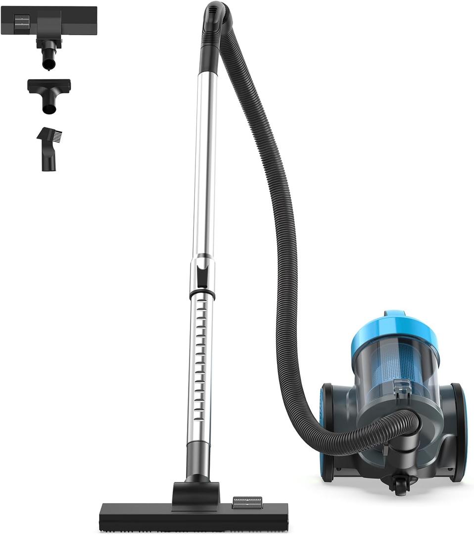 NEWBULIG Canister Vacuum Cleaners for Home, Bagless Vacuum Cleaner, Blue