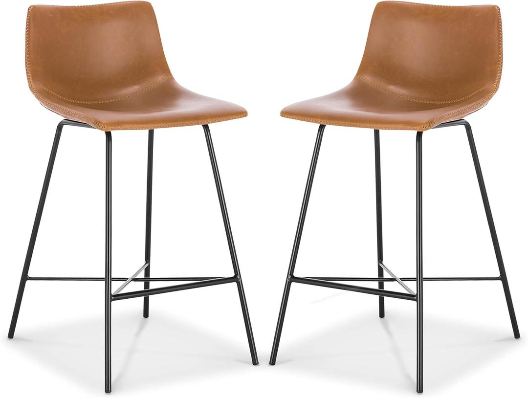 POLY & BARK Paxton 24” Counter Stool in Tan, Set of 2 