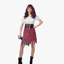 Wizland Women's Pirate Costume Pirate Outfit Women ladies pirate Costume Modest Style Dress with Belt and Headpiece M