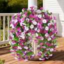 INQCMY Artificial Flowers for Outdoor Spring Summer Decoration Faux Silk Morning Glory Fake Hanging Flowers UV Resistant Look Real for Home Porch (Orchid-2B)