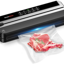 Bonsenkitchen Vacuum Sealer Machine, Builtin Cutter | Multifunctional Food Sealer for Sous Vide & Meal Prep, 5 PreCut Bags, SilverBlack