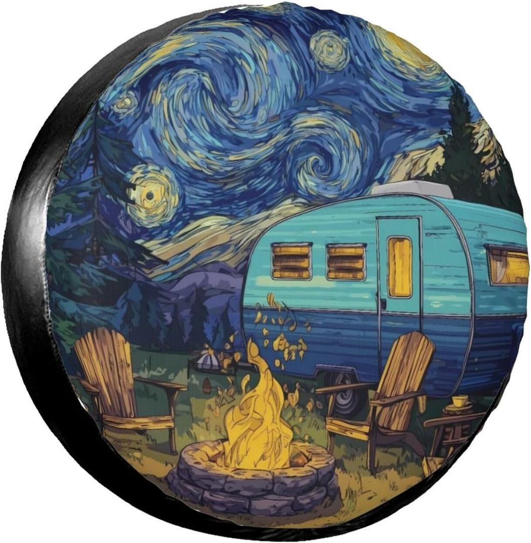 Starry Sky Spare Tire Cover Wheel Protectors Weatherproof Sun Protection Covers Universal for SUV Jeep Travel Trailer 16"