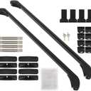 2Pcs 43 Inch Universal Car Top Roof Cross Bar Luggage Cargo Rack Adjustable Window Frame Aluminum Black