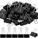 150pcs Binder Clips 1.25 Inches Medium Binder Office Clamps Black Paper Clips and Binder Clip Bulk for Office Supplies, Home, School (Medium)
