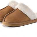 OOW Fuzzy Slippers for Women Cozy Faux Fur House Shoes Winter Warm Memory Foam Slippers for Indoor and Outdoor (Beige) 7
