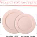 FLOWERCAT 200PCS Pink Plastic Plates Disposable Plates for Party - Heavy Duty Plastic Plates - 100 10" Pink Dinner Plates and 100 7" Pink Salad Plates for Weddings,Parties,Mother's Day