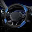 Soft Leather Steering Wheel Cover with Breathable Design and Anti-Slip Grip, Fully Compatible with Tesla, Toyota, Honda, Nissan 14.5-15.2 inch Round Steering Wheel（Sedans and SUVs）