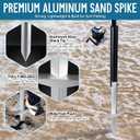 Sand Spikes for Surf Fishing, Sand Spike Rod Holder, Surf Rod Holder with Alumina Sharp Tip and Welded Foot Plate for Stable Beach and Shoreline Support, Tool Free Assembly for Riverbank Fishing