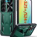 FNTCASE for Samsung Galaxy S25-Plus Case: Galaxy S24 Plus Military Grade Dropproof Cell Phone Cover with Kickstand & Slide | Heavy Duty Rugged Phonecase Bumper Textured | Heavy Duty Protector(Green)
