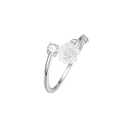 Crymystal Boho White Flower Ring White Rose Knuckle Ring Rose Flower Stacking Ring Dot Crystal Finger Ring Rhinestone Open Ring Silver Adjustable Ring Jewelry for Women and Girls Gifts (Silver)