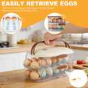 Egg Holder For Fridge, Clear Egg Organizer For Refrigerator With Lid And Handle, Automatic Rolling Eggs Holder For Fridge, Eggs Container For Counter Top, Kitchen, Outdoor (Double Column)