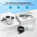 YLF Fast Wireless Charger Station 5 in 1 with Adapter - Wireless Phone Charger Stand with LED and Bluetooth Clock for Samsung Galaxy S23 Ultra/S23/S22/S21(Grey)