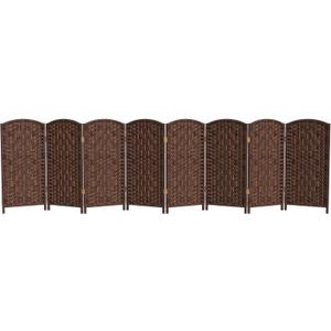 Red Lantern 3 ft. Short Diamond Weave Fiber Folding Screen - Dark Mocha - 8 Panel