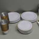 WELLIFE 350-Piece Gold Disposable Plates and Cutlery Set - Premium 10.25" Dinner Plates, 7.5" Dessert Plates, 9oz Cups & Cutlery for Weddings, Catering Events - 50 Guest Service - Elegant & Sturdy