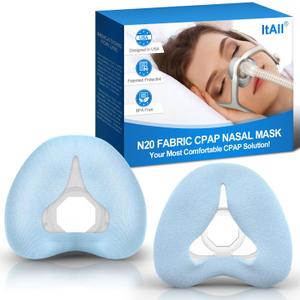 2PCs Replacement CPAP N20 Mask Cushion (Medium) - No Silicone Contact, 2 Different Texture Trial Combo - 1PC Cotton & 1PC Velvet, Latest Fabric Nasal Pillow Supplies for Airfit & Airtouch N20 (Blue)
