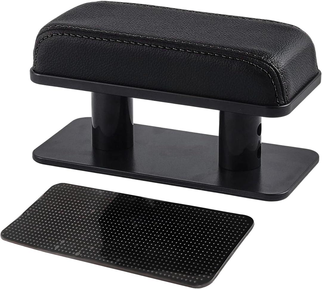 Car Armrest Pad, Adjustable Height Left Elbow Support Anti-Fatigue Car Door Arm Rest Cushion, Leather Central and Side Booster Pad Relieve Driver's Arm Fatigue, Car Accessories (Black)