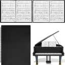 Sheet Music Folder 4 Pages Expand Piano Sheet Music Binder 30 Sleeves 60 Pages A4 Size Black Double Side Writable Choir Folder for Marching Band Piano Fits Letter Size (8.5x11in/216mmx279mm)