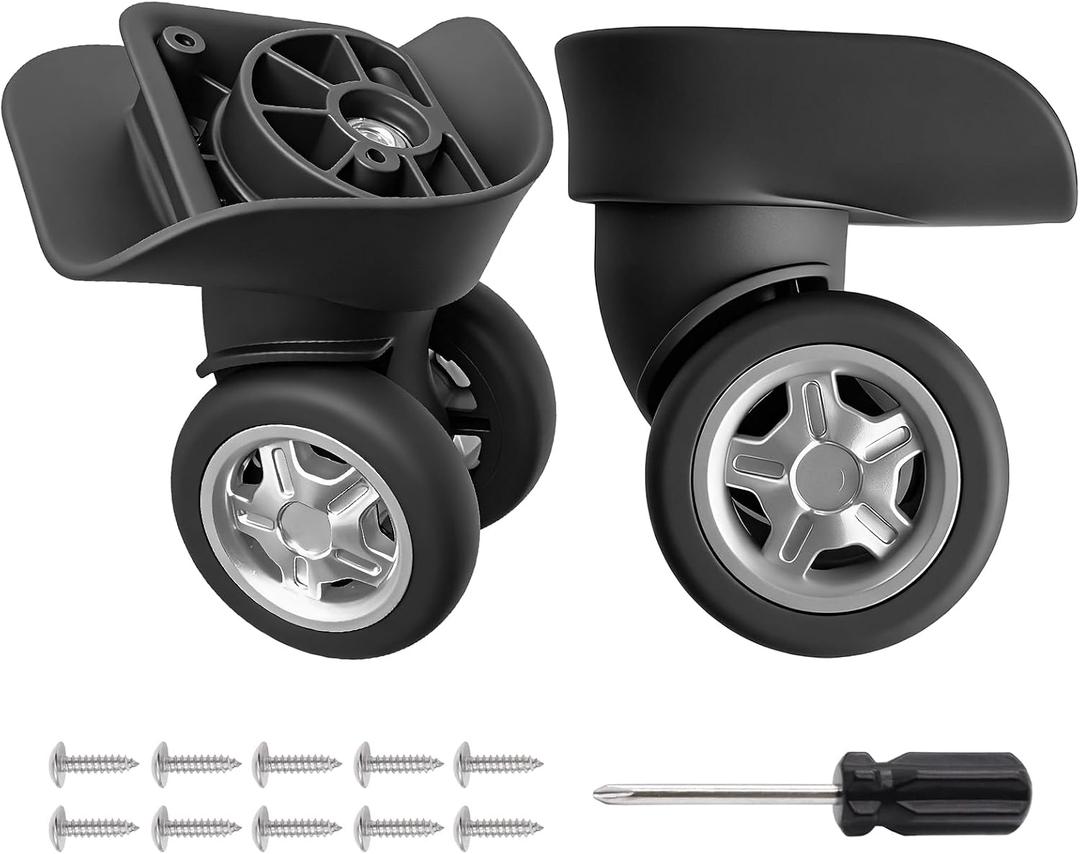 Luggage Wheels Replacement 2 Pack Heavy-Duty Suitcase Casters with 2 Screw Holes,360° Smooth Rolling Spinner Wheels for Luggage Repair(FW154), 5cm/D-8.6cm/H
