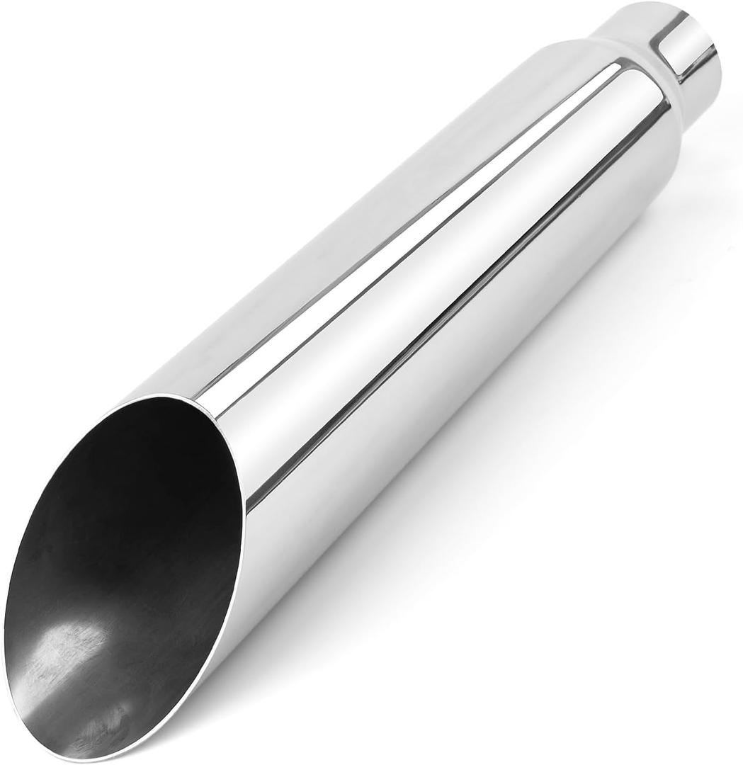 Exhaust Tips 2.5" Inlet 3.5" Outlet 18" Long Stainless Steel Angle Cut 45°