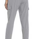 Women's Joggers with Pockets Lightweight - Water Resistant Cargo Athletic Pants for Hiking Running Camping Travel (Gray, L)