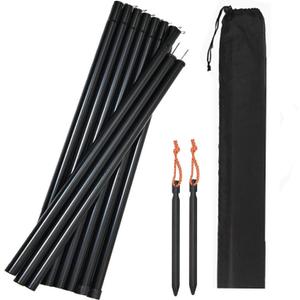 Adjustable Tarp Pole Canopy Pole Set of 2, Portable Tent Poles Rodsfor Camping Tarps,Tent,Awnings, Shelters, Hiking (H74.8 xW0.78in, Black)
