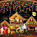 Hezbjiti Christmas Decorations Lights Outdoor, 400 LED 32.8 FT 8 Modes 75 Drops Fairy String Curtain Lights for Christmas Decor Eaves Window Party Yard Garden Indoor (Multicolor)