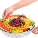 DEAYOU 3 Set 11.8" Chilled Serving Tray for Parties, Round Shrimp Cocktail Serving Dish with Ice Compartment, Ice Serving Bowl Cold Platter for Appetizer, Fruit, Veggie, Salad, Buffet, Keep Food Cold