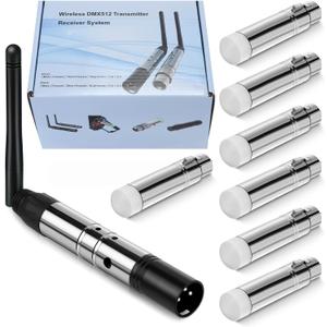 8 Pcs Wireless DMX 512 Transmitter and Receivers - DJ 2.4g Wireless DMX Light Controller for LED Stage Dj Lights Disco Party Bar Lighting