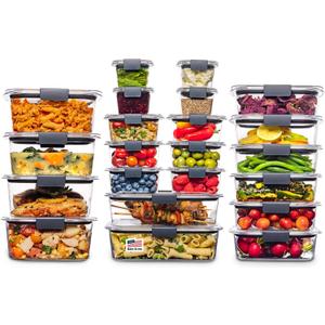 Rubbermaid Brilliance BPA Free 44-Piece Food Storage Containers Set Airtight Leak-Proof with Lids for Meal Prep Lunch and Leftovers