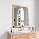 Bathroom Mirror for Wall, 30" X36" (Oak Wood Grain)