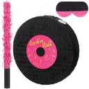 Seenelling Vinyl Record Piata 3D Music Birthday Decoration with a Blindfold and Bat for Kids Girls Boys Gift Holiday Piata Party Baby Shower Supplies