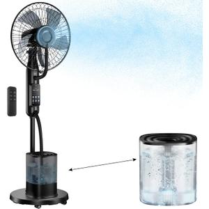 Misting Fan, Upgraded 4L Large Water Tank Mister Cooling Fan, 5 Speeds 3 Modes Misting Standing Fan, Floor Fan with Remote for Home, Bedroom, Patio, Outdoor
