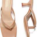 LULLASONG Women's Kitten Heels Sandals Square Open Toe Flip Flop Heels 1.8-2 Inch Heeled Sandals for Women (Beige) size 7