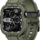 amBand for iWatch Series 10 46mm Band Case Men, M1 Sport Tactical Shockproof Wristband for Apple Watch 46 mm, Perfect for Fitness/Outdoor Enthusiasts Military Fans Fashion Seekers - Army Green