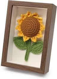 Marvogo Crochet Bouquets Photo frame, crochet sunflower, Hand-Knitted Yarns to Make Sunflower Photo frame,Home & Office for Wall Wall Decor,Desktop decoration