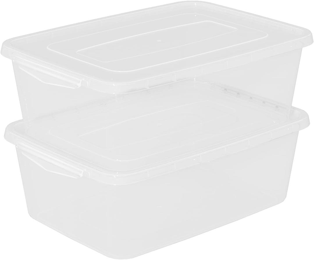 2 Packs 16 L Food Storage Containers with Latching Lid, Pizza Dough Proofing Box, Clear Pizza Dough Containers