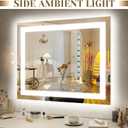 ROLOVE 22x20 Inch Lighted Vanity Mirror, 3-Mode Touch Dimming LED Lighting, Large Makeup Mirror for Dressing Room, Tabletop or Wall-Mounted, White