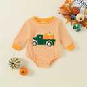 Noubeau Newborn Baby Boy Thanksgiving Bubble Romper Christmas Stripe Truck Bodysuit Pullover Playsuit Holiday Clothes (Orange)