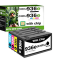 4 Pack 936e Ink Cartridge with Chip Replacement for HP 936 Ink Cartridges Combo Pack Compatible for HP OfficeJet Pro 9125e 9135e 9110b 9128e 9130b Wide Format 9730e OfficeJet 9122e 9120e Printer