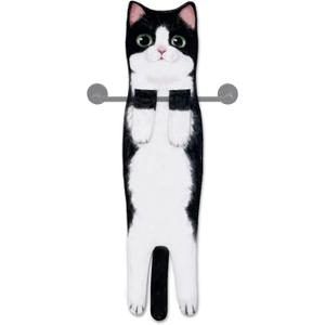 Hand Towels for Bathroom Kitchen,Cute Cat Quick-Dry Hanging Hand Towels Decorative for Bathroom Face Towels,Funny Gifts for Cat Lovers (Black-White)
