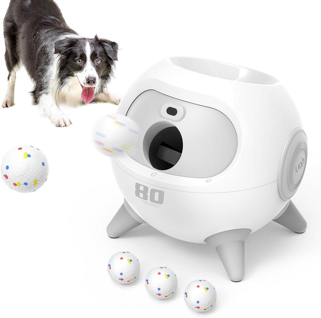 uahpet Automatic Ball Launcher for Dogs with Obstacle Detection, 4Balls
Up to 80ft Adjustable Distance, 4000mAh Battery, for Medium & Large Dogs, 4 eTPU Balls